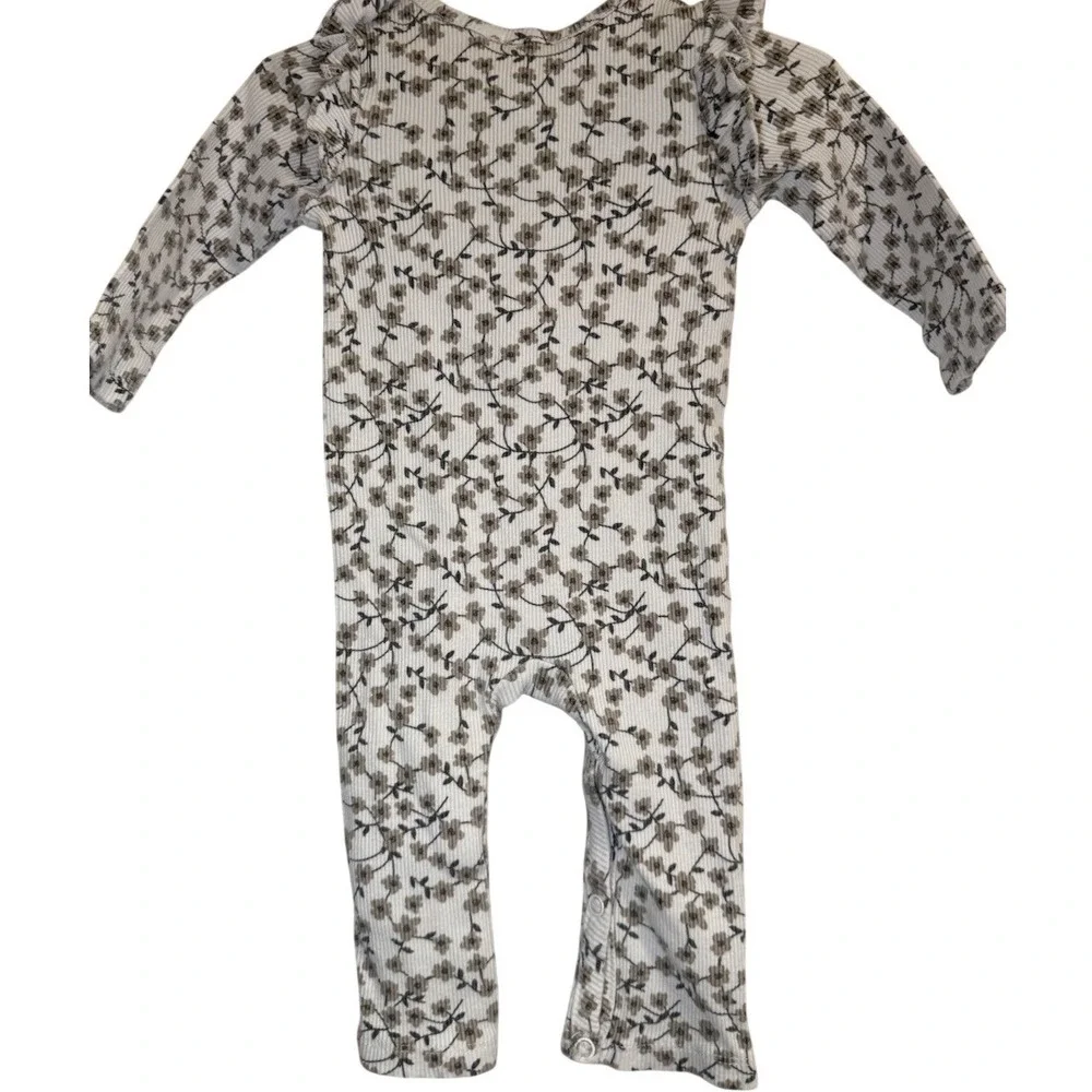 Jessica Simpson Baby‎ Girls Floral Ribbed Ruffle Romper Jumpsuit One Piece  3-6M
